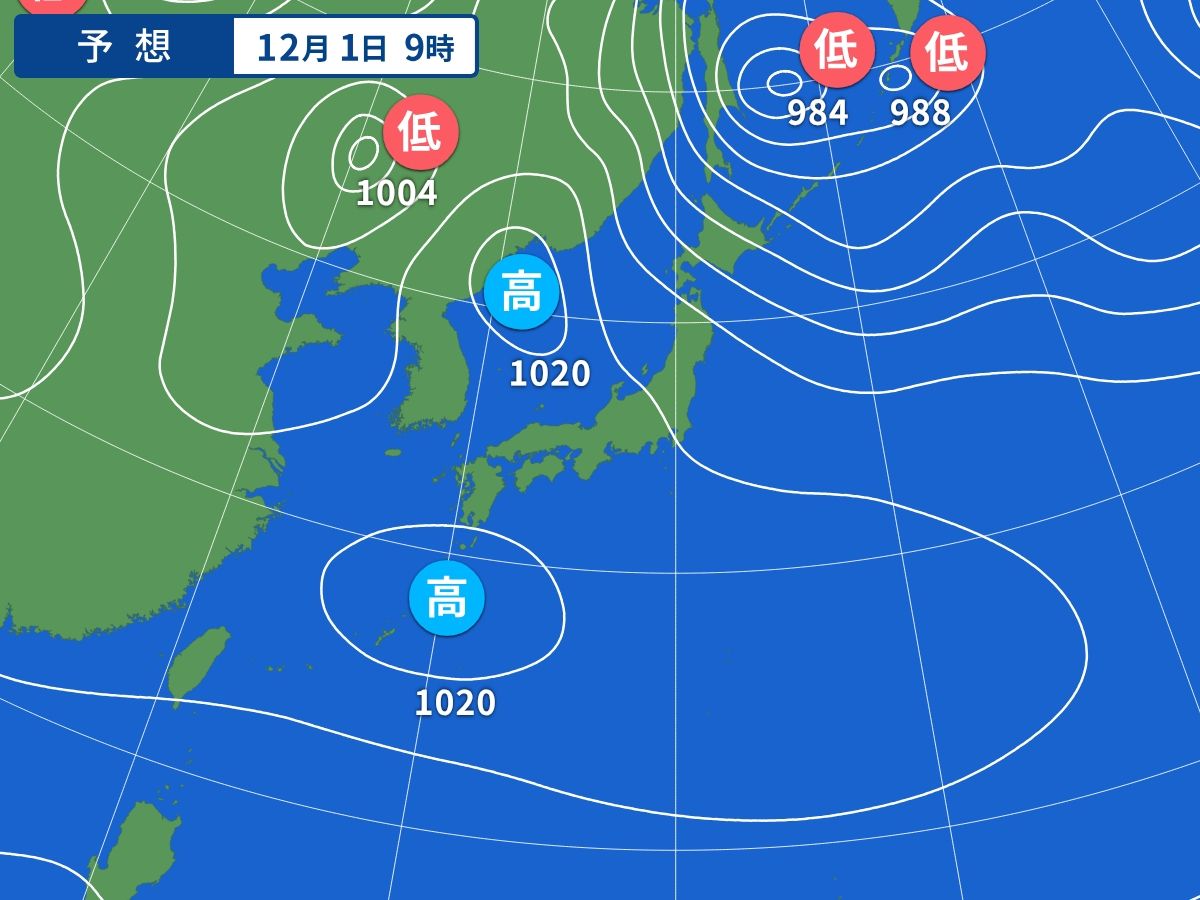 予想天気図（12月1日09時）