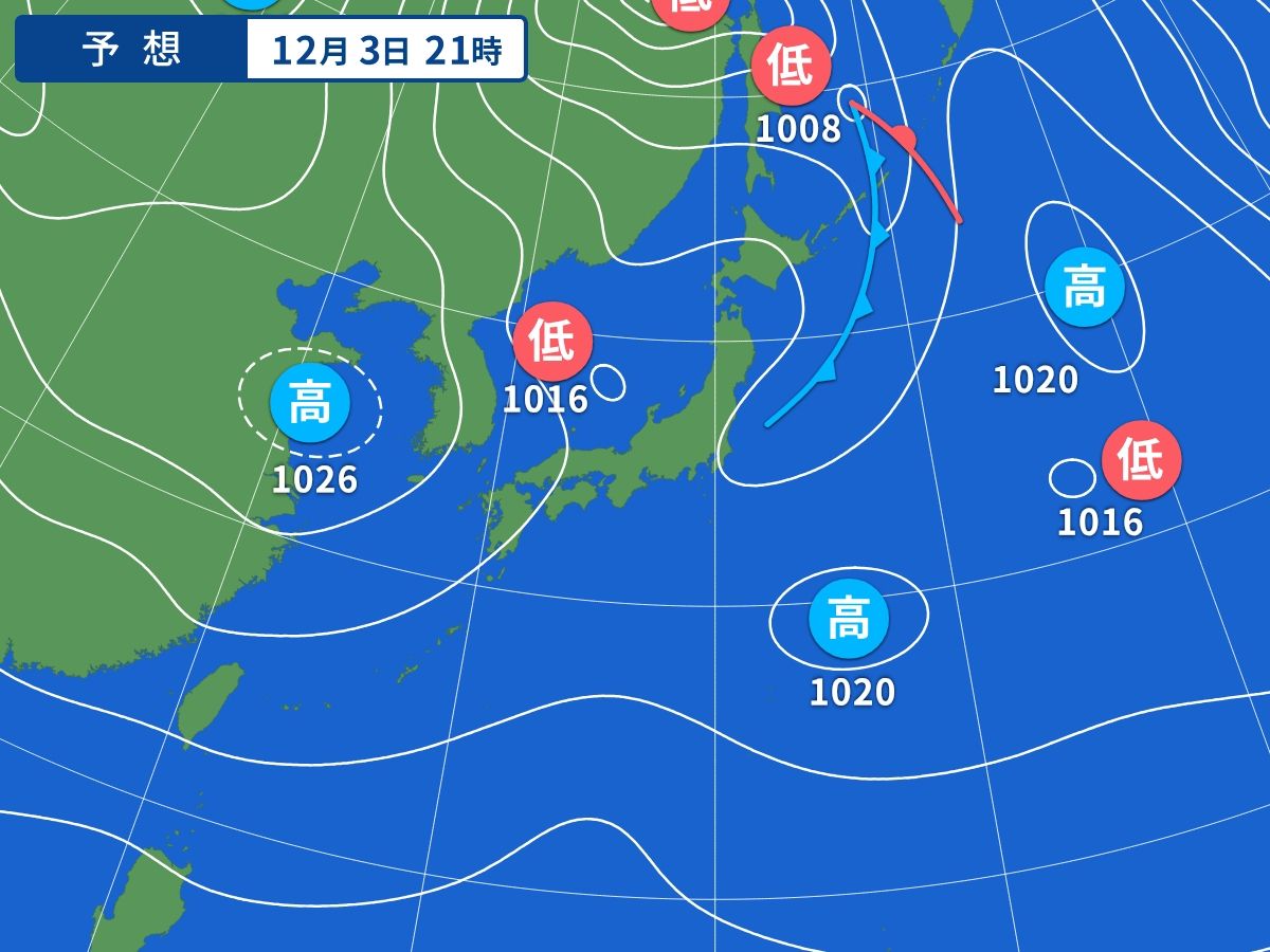 予想天気図（12月3日21時）