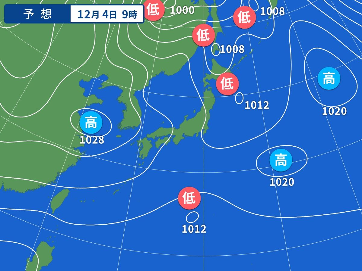 予想天気図（12月4日09時）