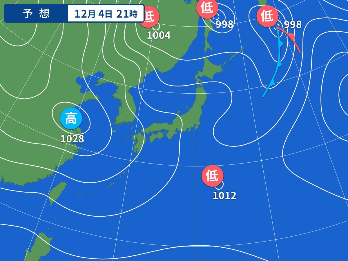 予想天気図（12月4日21時）