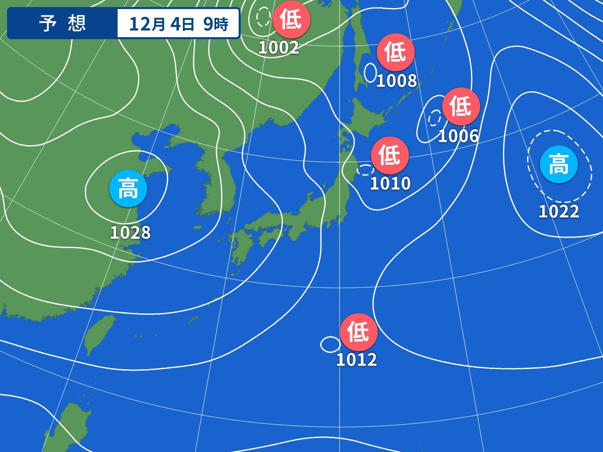 予想天気図（12月4日09時）