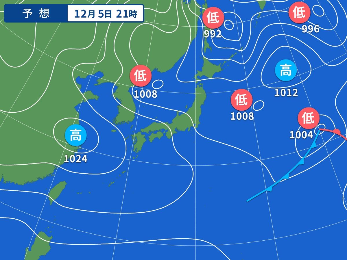 予想天気図（12月5日21時）