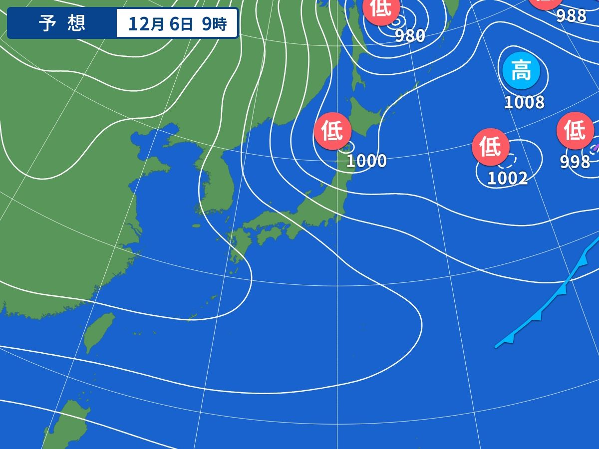 予想天気図（12月6日09時）