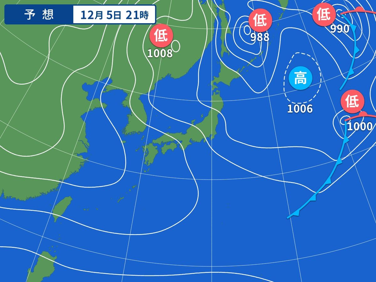 予想天気図（12月5日21時）