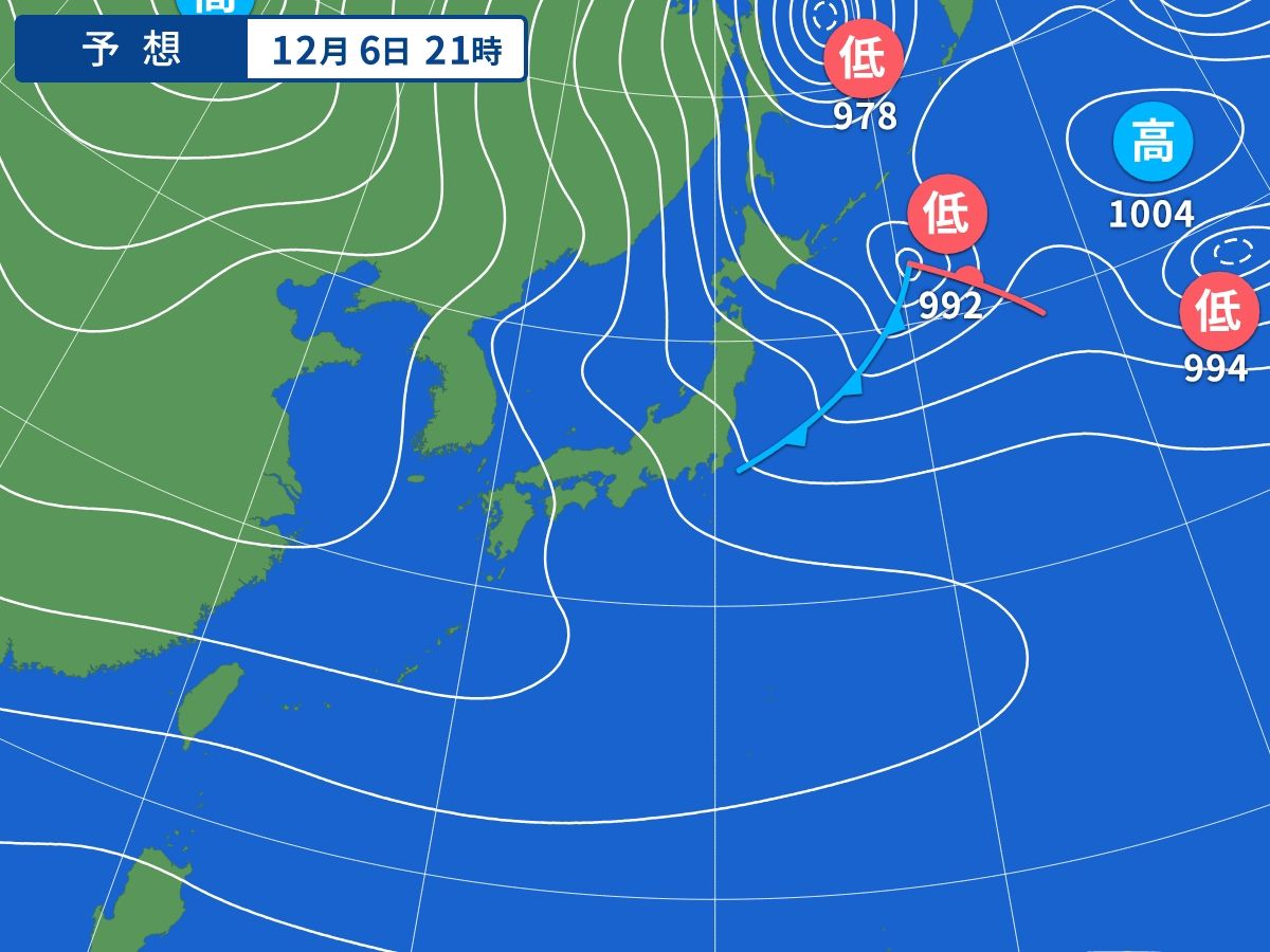 予想天気図（12月6日21時）