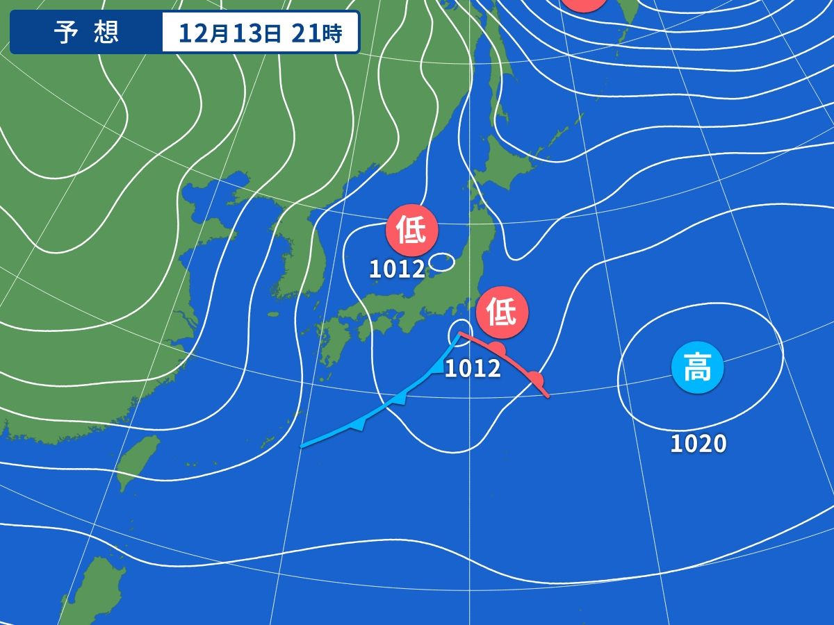 予想天気図（12月13日21時）