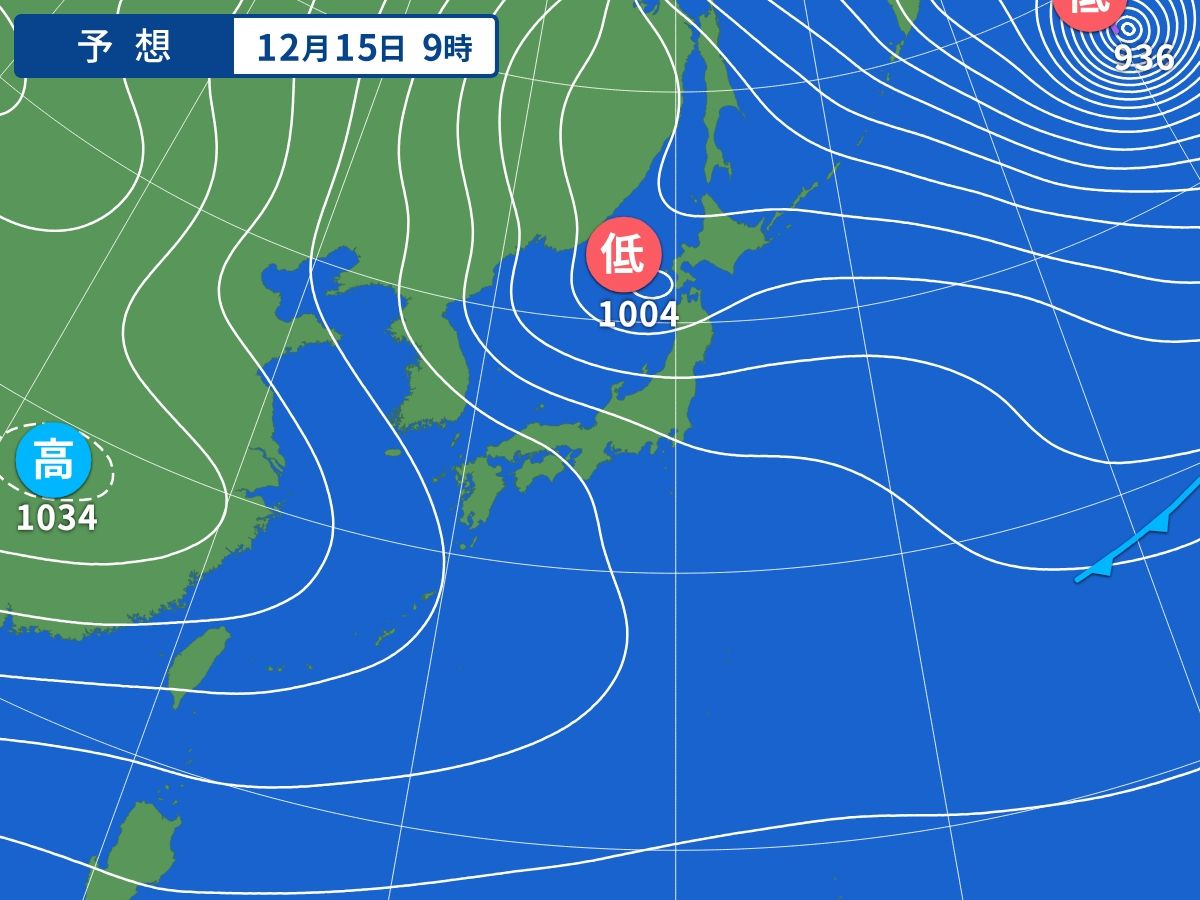 予想天気図（12月15日09時）