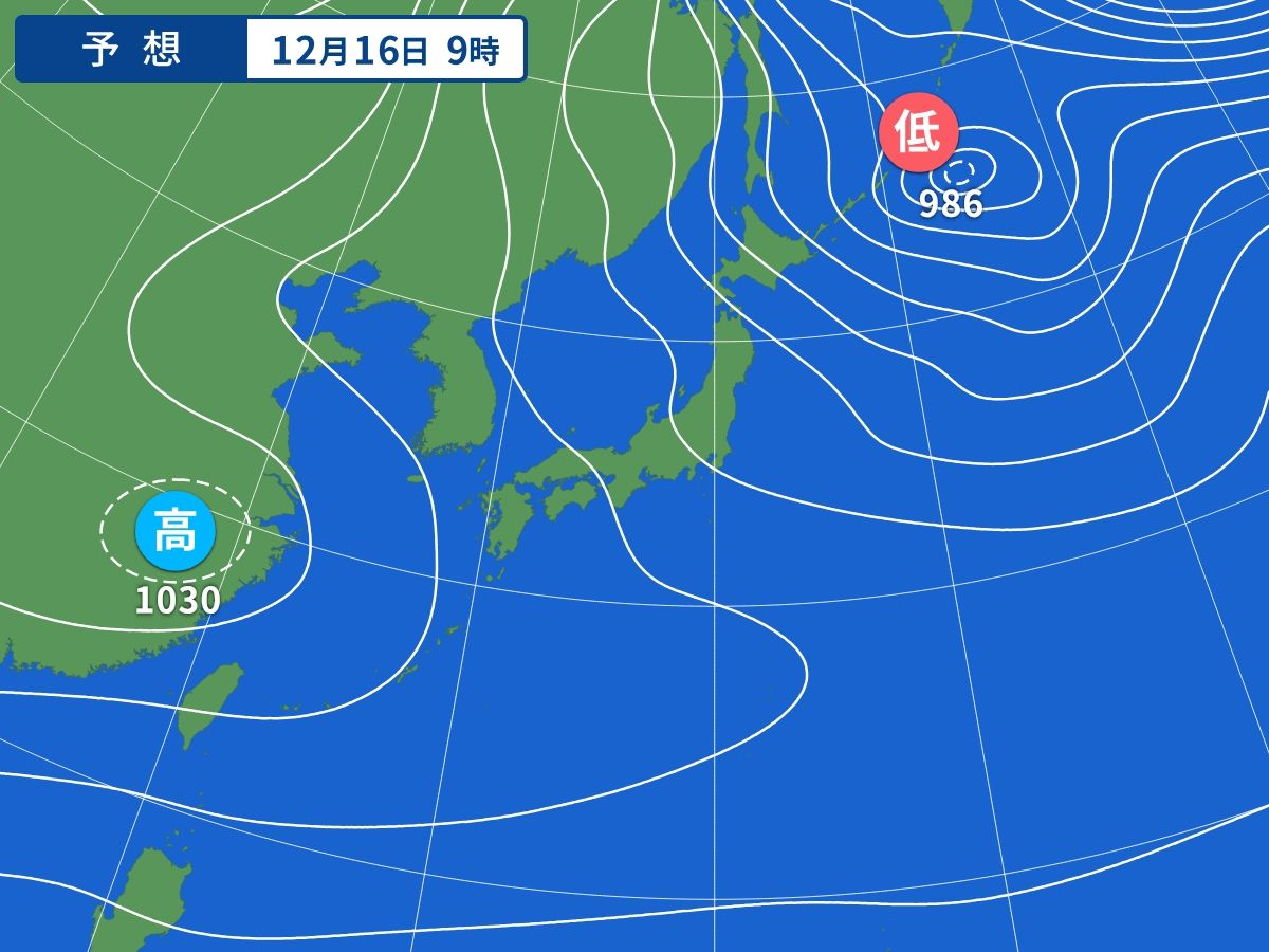 予想天気図（12月16日09時）