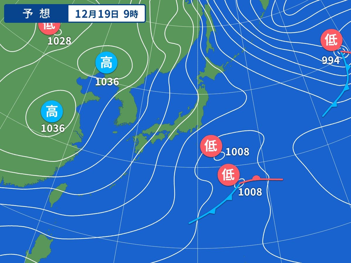 予想天気図（12月19日09時）