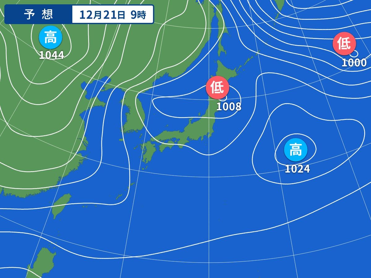 予想天気図（12月21日09時）