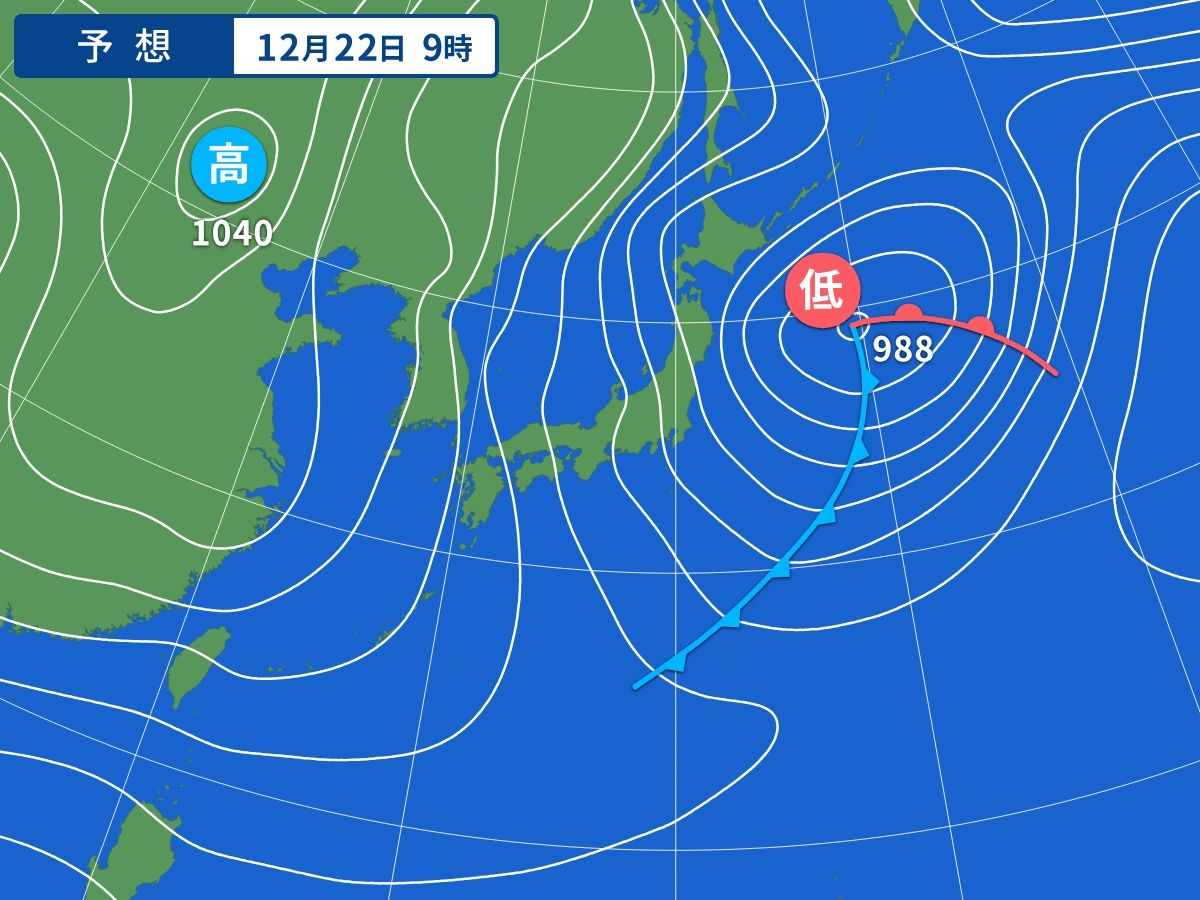 予想天気図（12月22日09時）