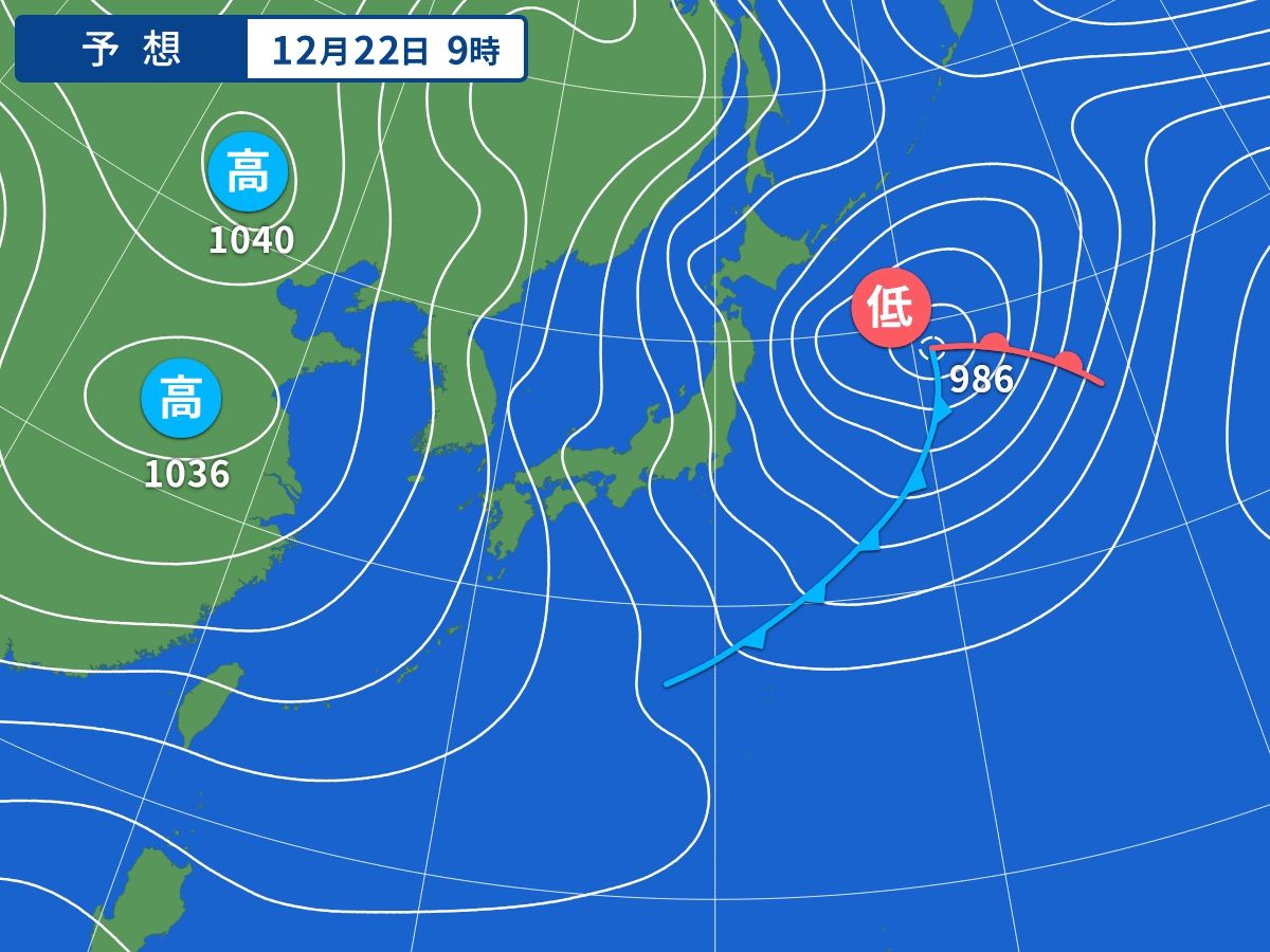 予想天気図（12月22日09時）