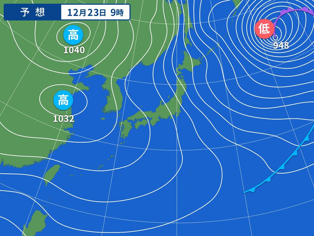 予想天気図（12月23日09時）