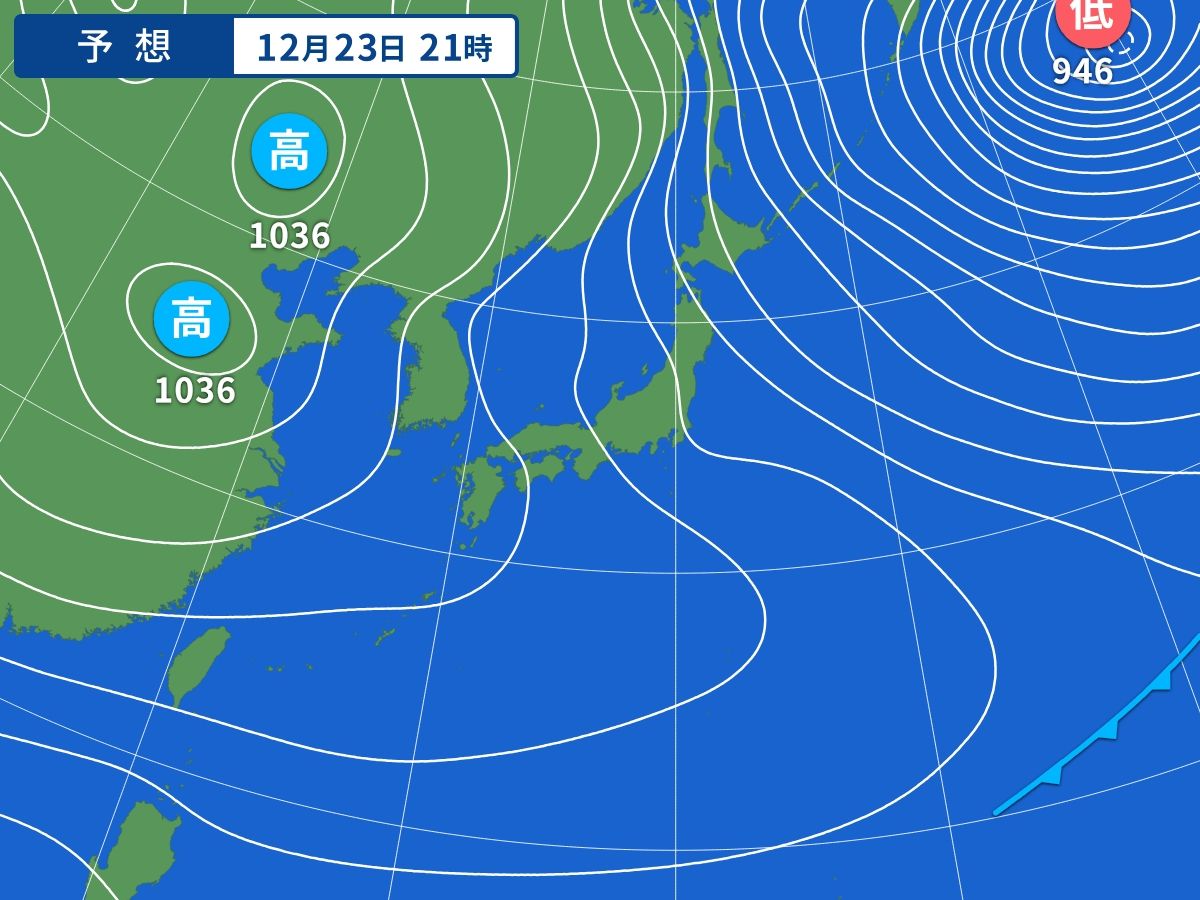 予想天気図（12月23日21時）