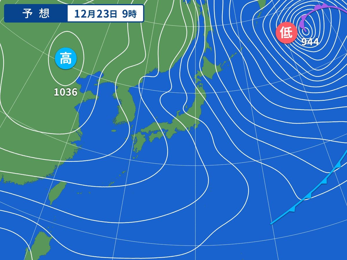 予想天気図（12月23日09時）