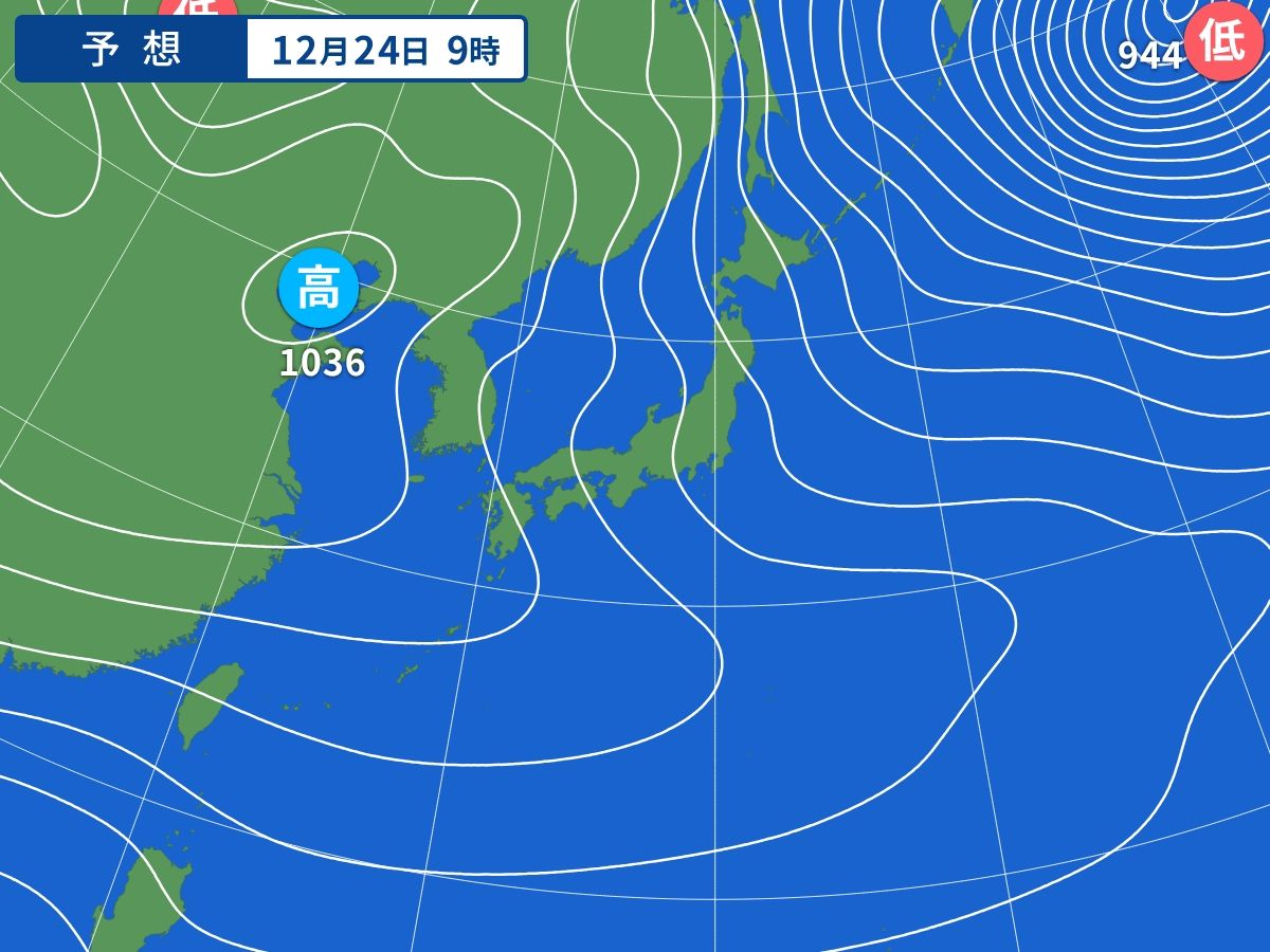 予想天気図（12月24日09時）