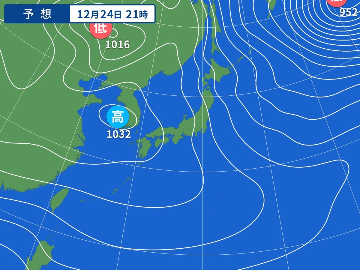 予想天気図（12月24日21時）