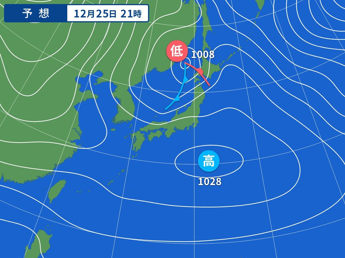 予想天気図（12月25日21時）