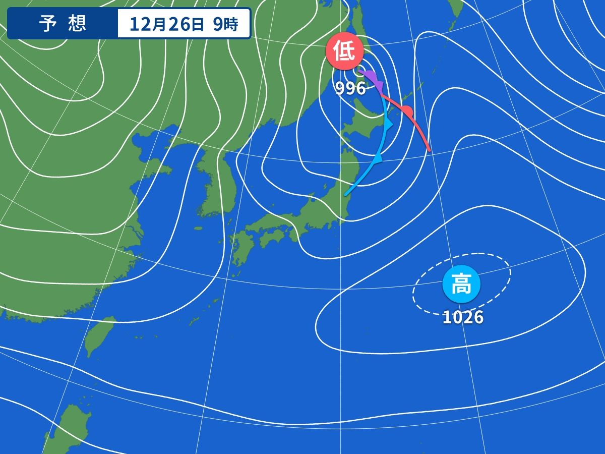 予想天気図（12月26日09時）