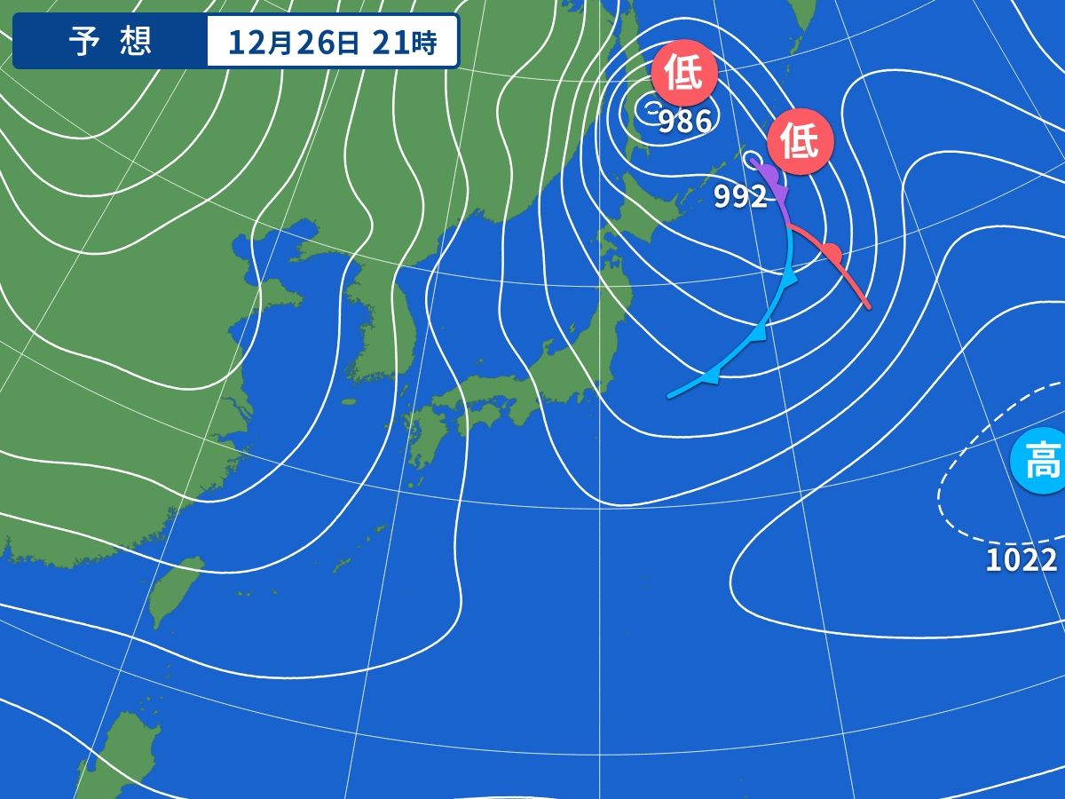 予想天気図（12月26日21時）