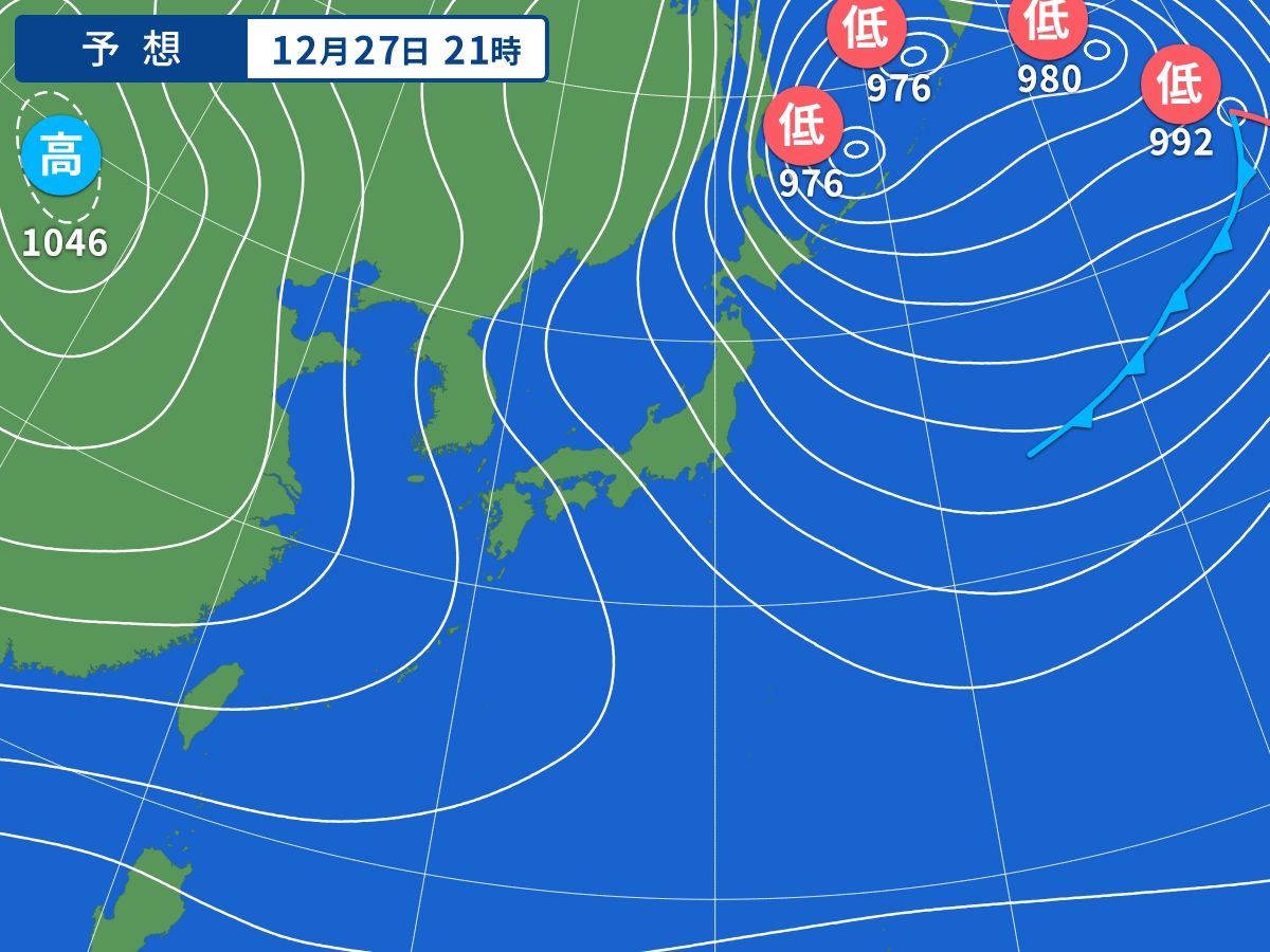 予想天気図（12月27日21時）