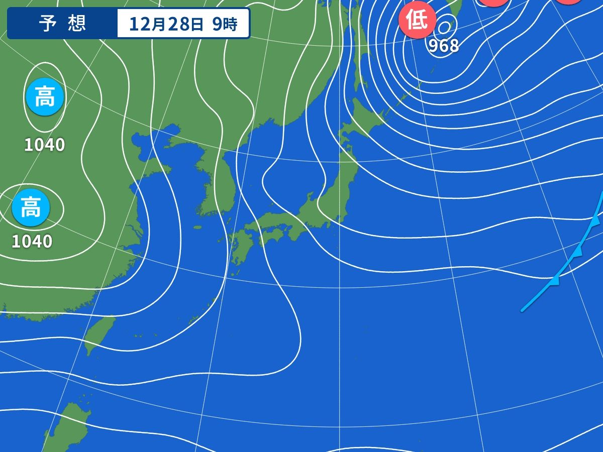 予想天気図（12月28日09時）