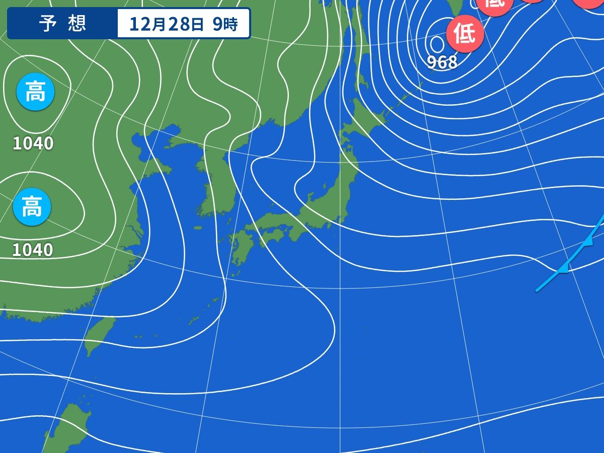 予想天気図（12月28日09時）