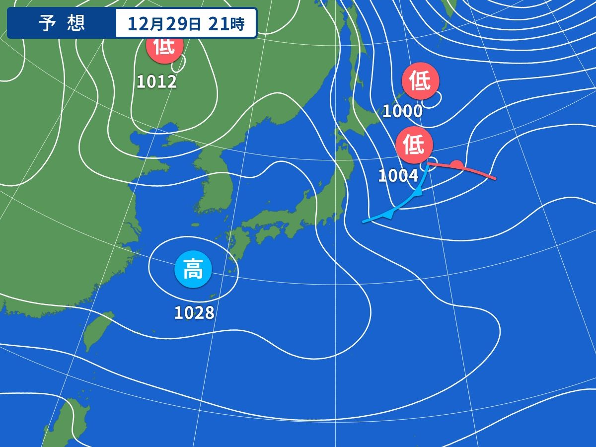 予想天気図（12月29日21時）