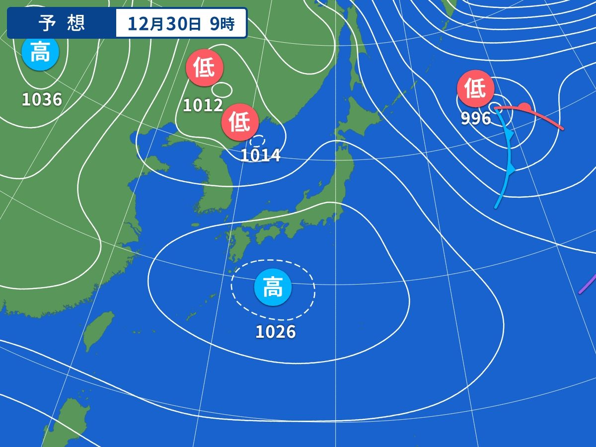 予想天気図（12月30日09時）