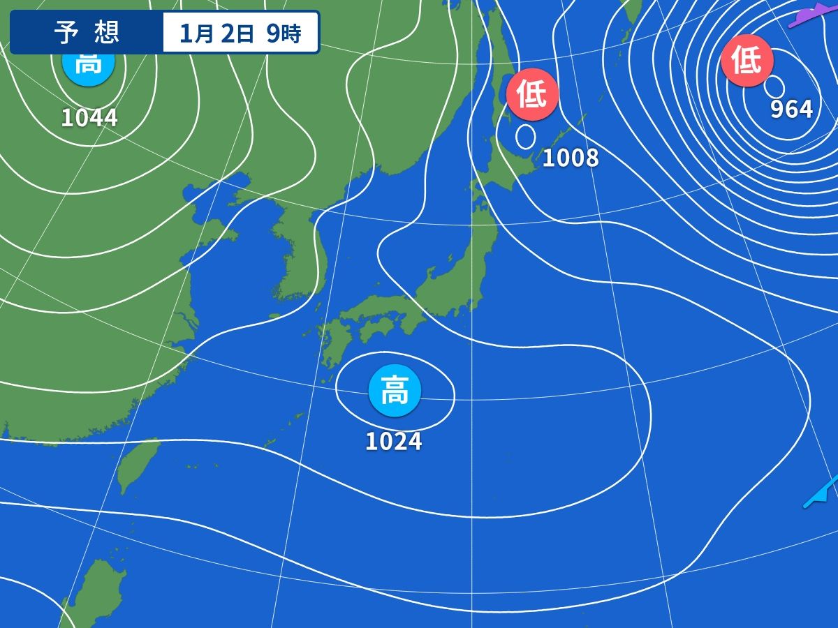 予想天気図（1月2日09時）