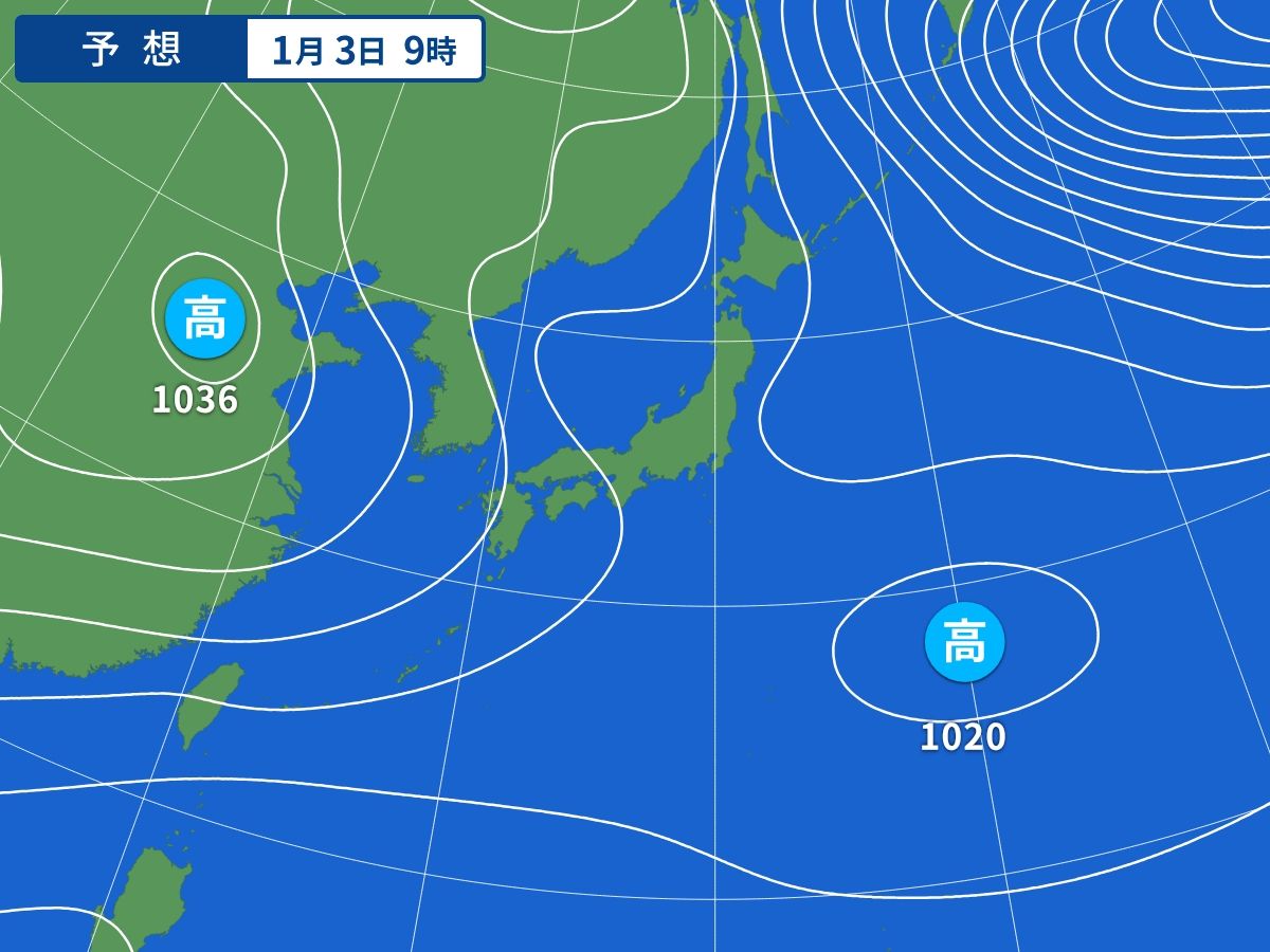 予想天気図（1月3日09時）