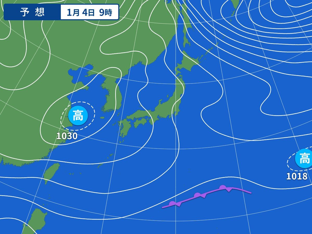 予想天気図（1月4日09時）