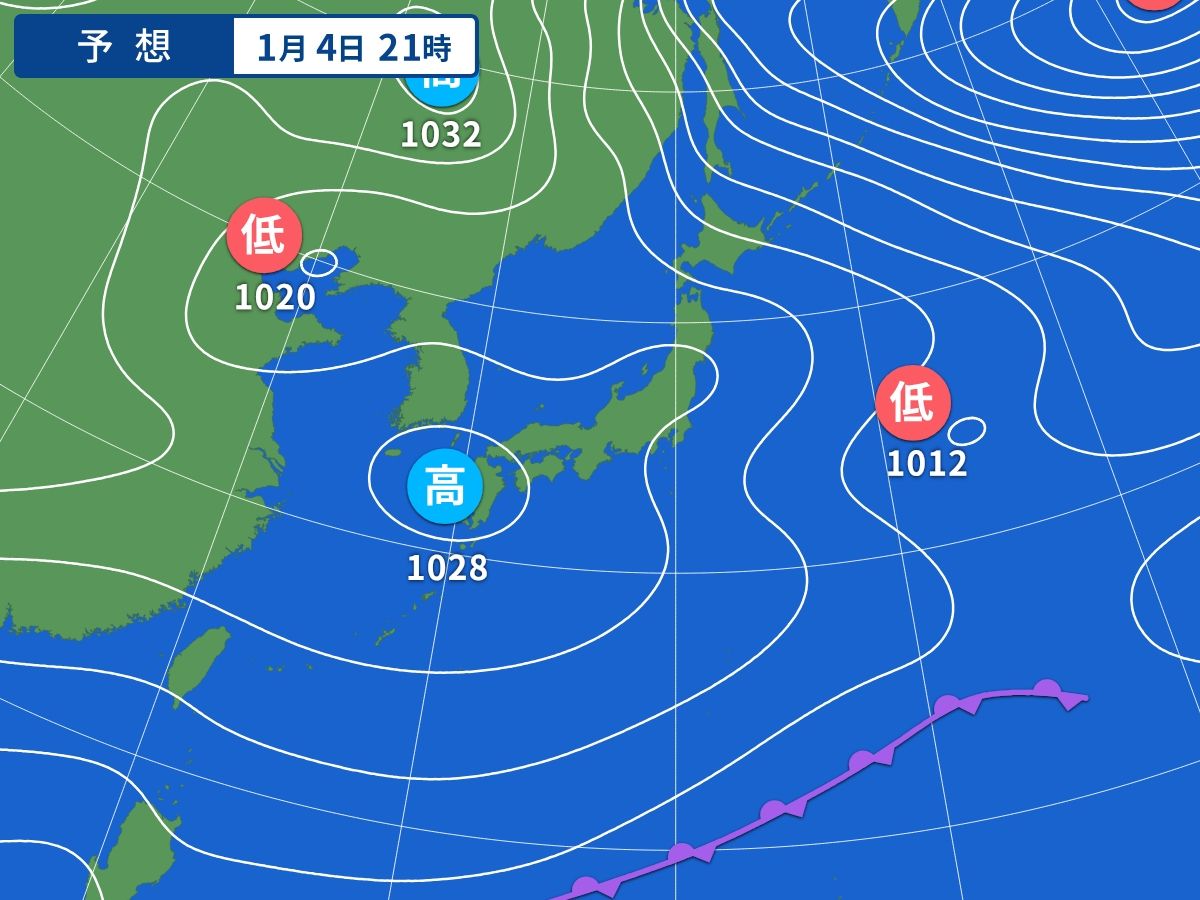 予想天気図（1月4日21時）