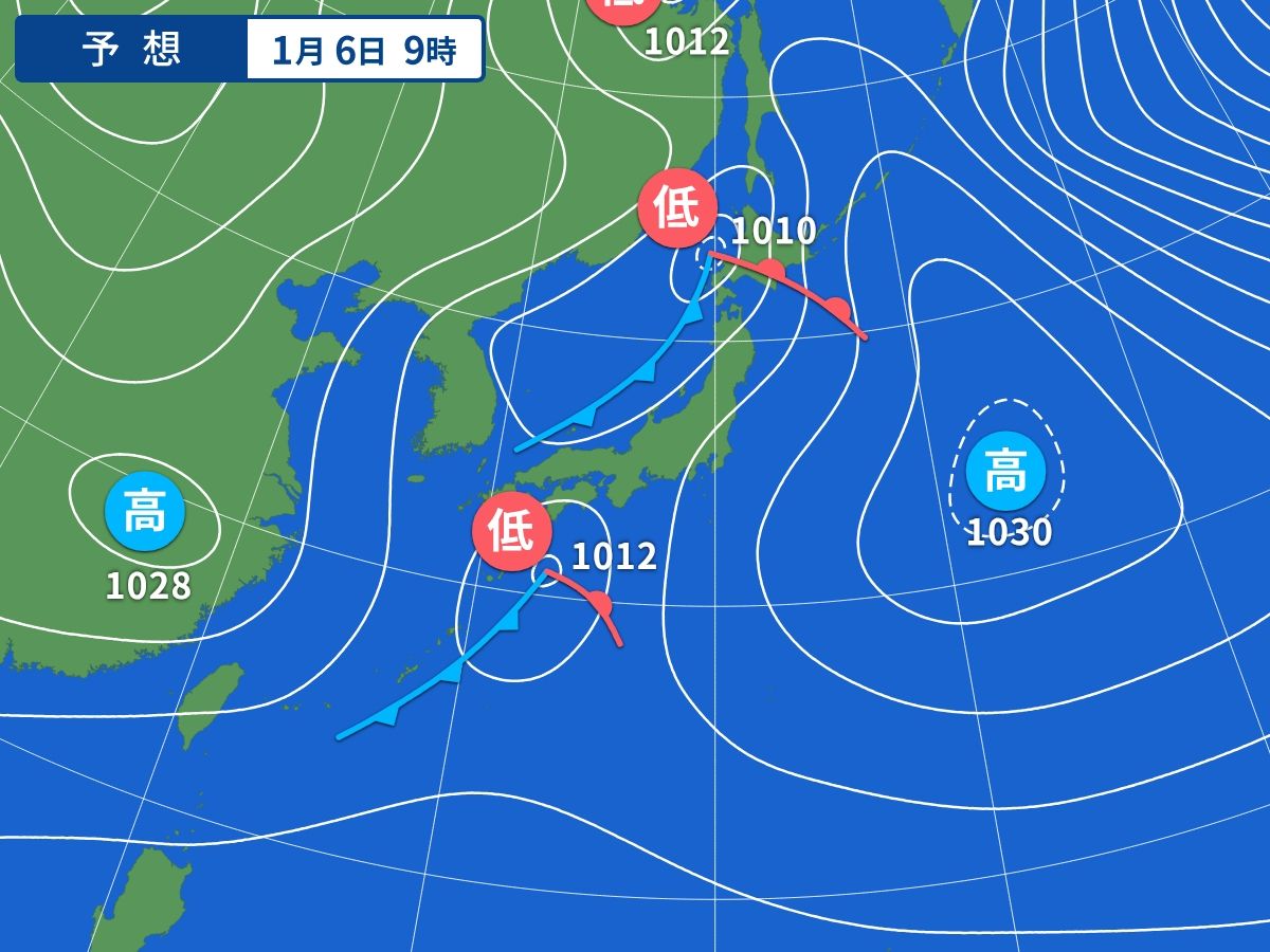 予想天気図（1月6日09時）