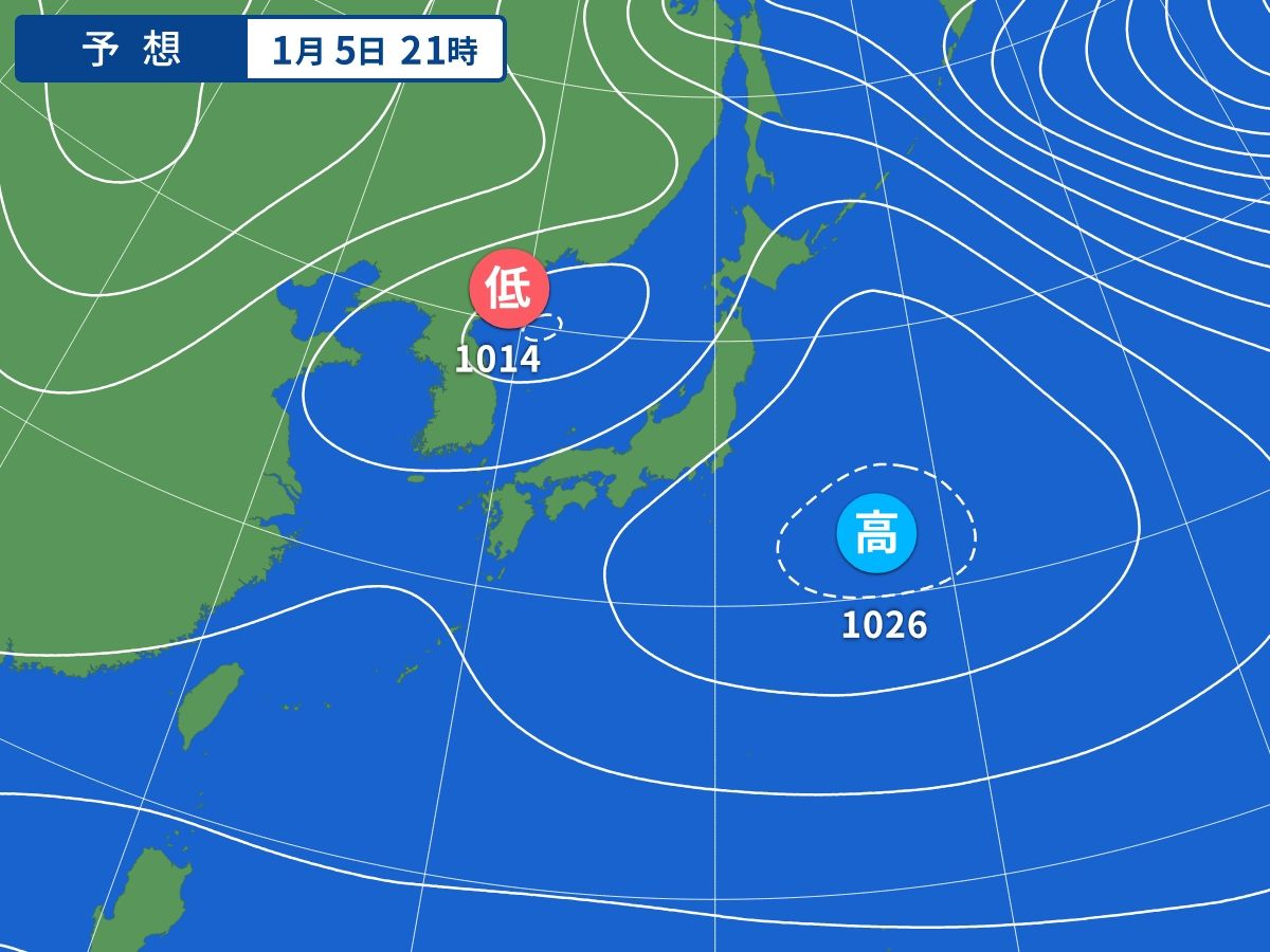 予想天気図（1月5日21時）