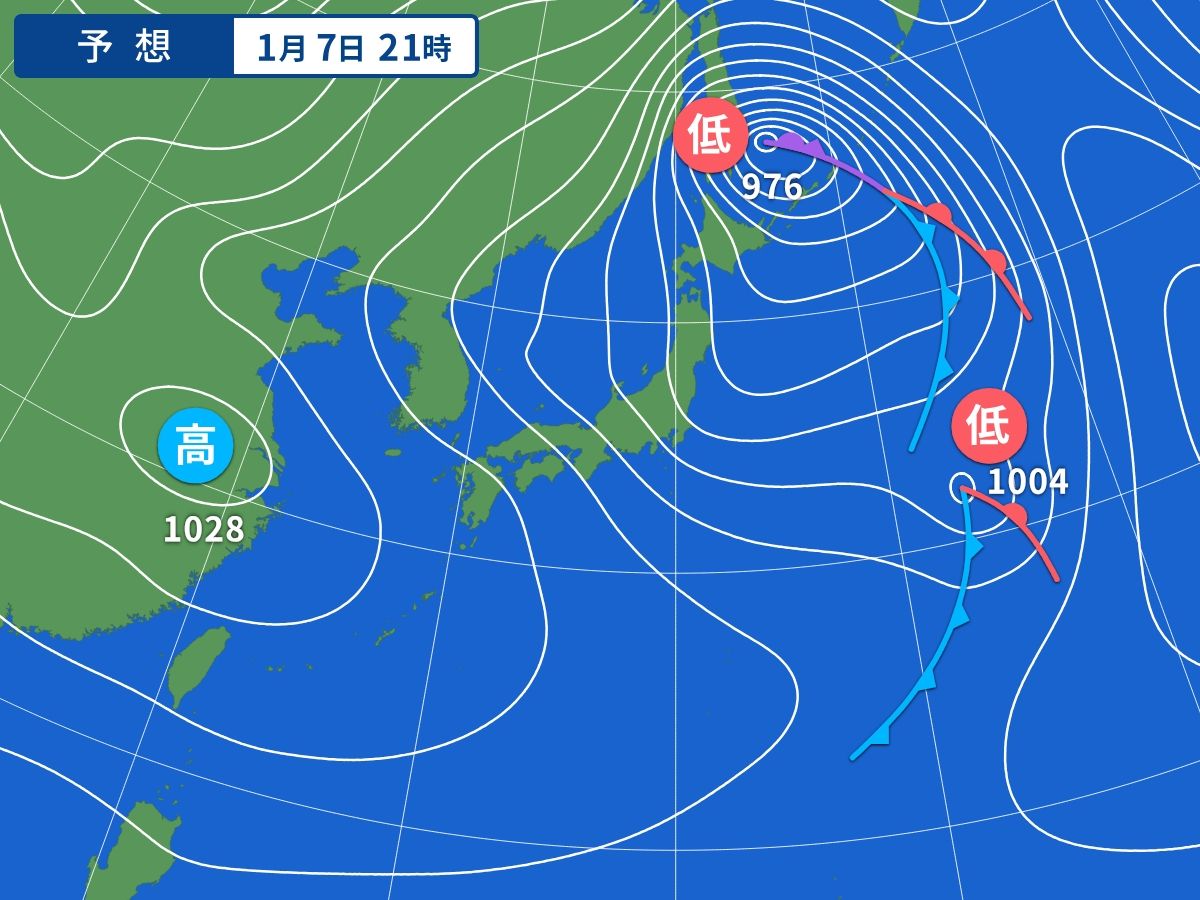 予想天気図（1月7日21時）