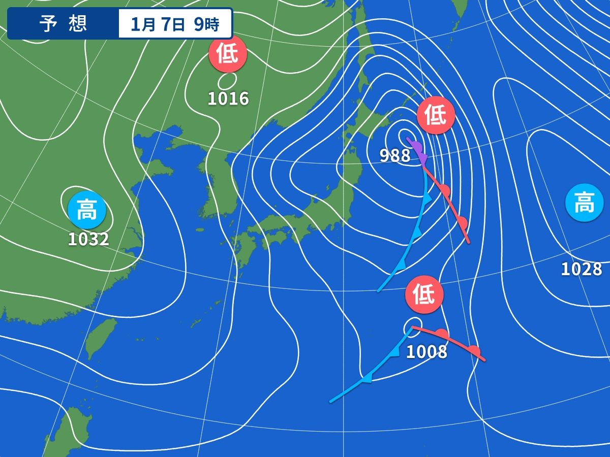 予想天気図（1月7日09時）