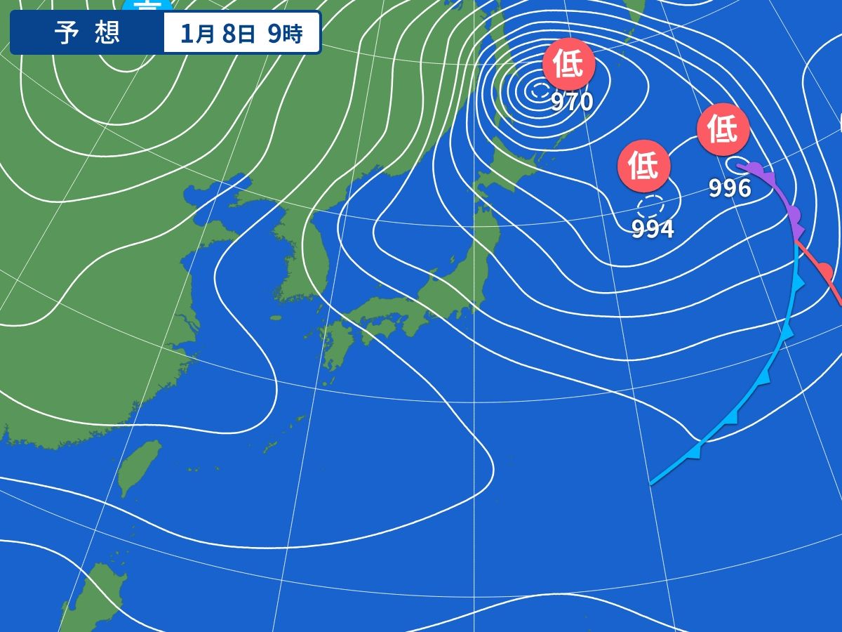 予想天気図（1月8日09時）