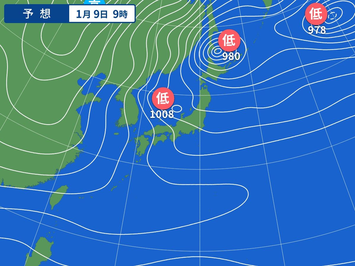 予想天気図（1月9日09時）