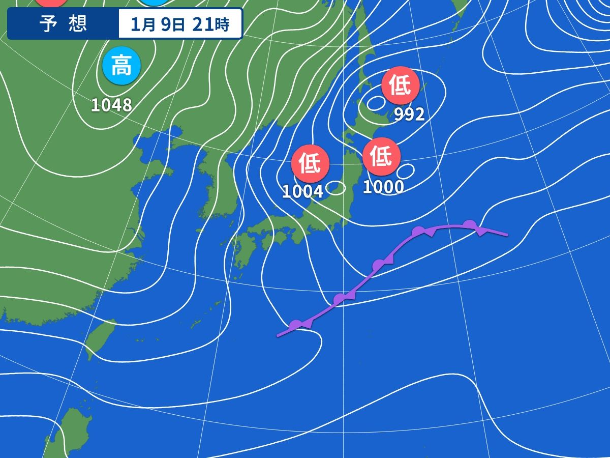 予想天気図（1月9日21時）