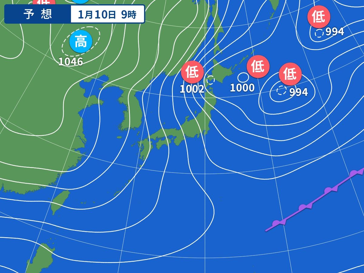 予想天気図（1月10日09時）