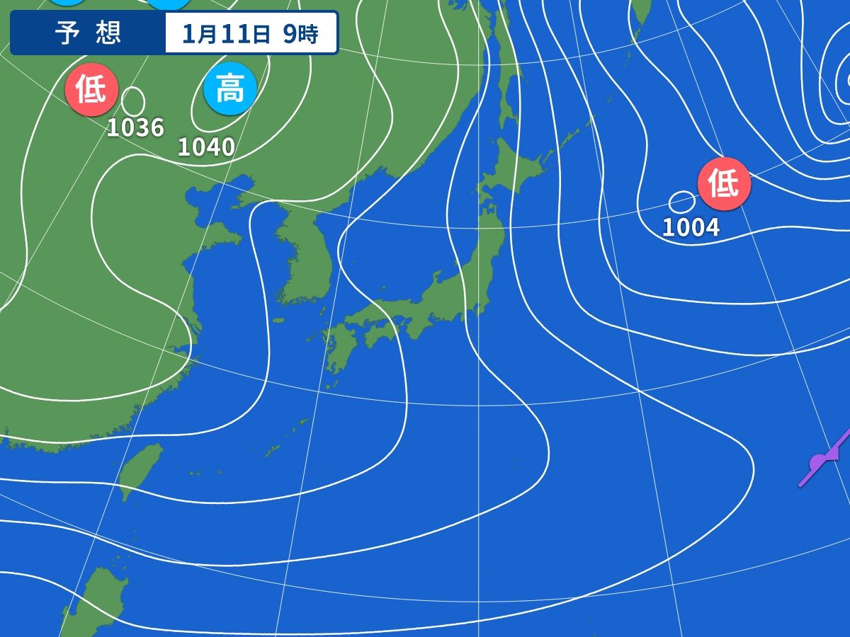 予想天気図（1月11日09時）