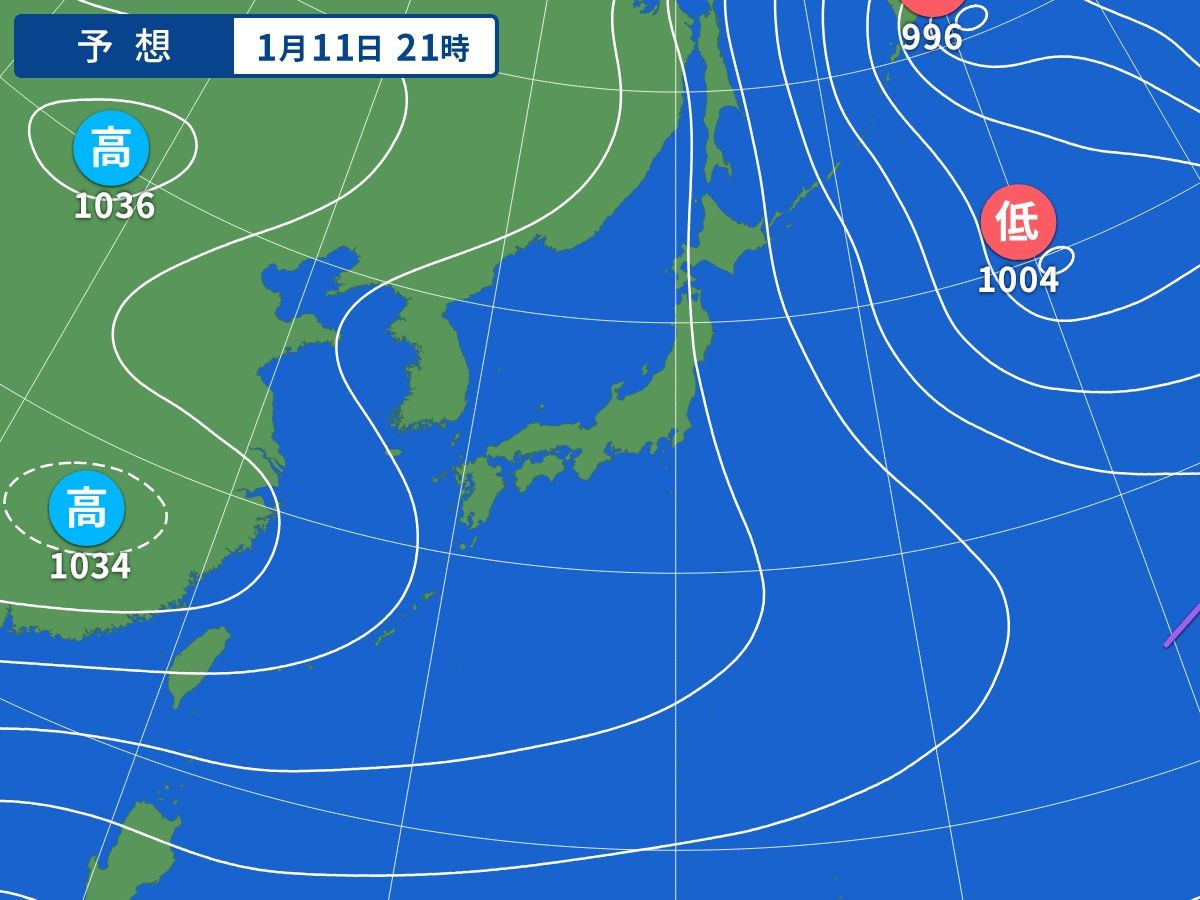 予想天気図（1月11日21時）