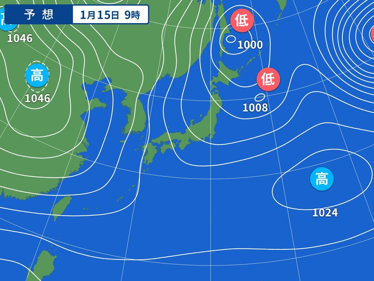 予想天気図（1月15日09時）