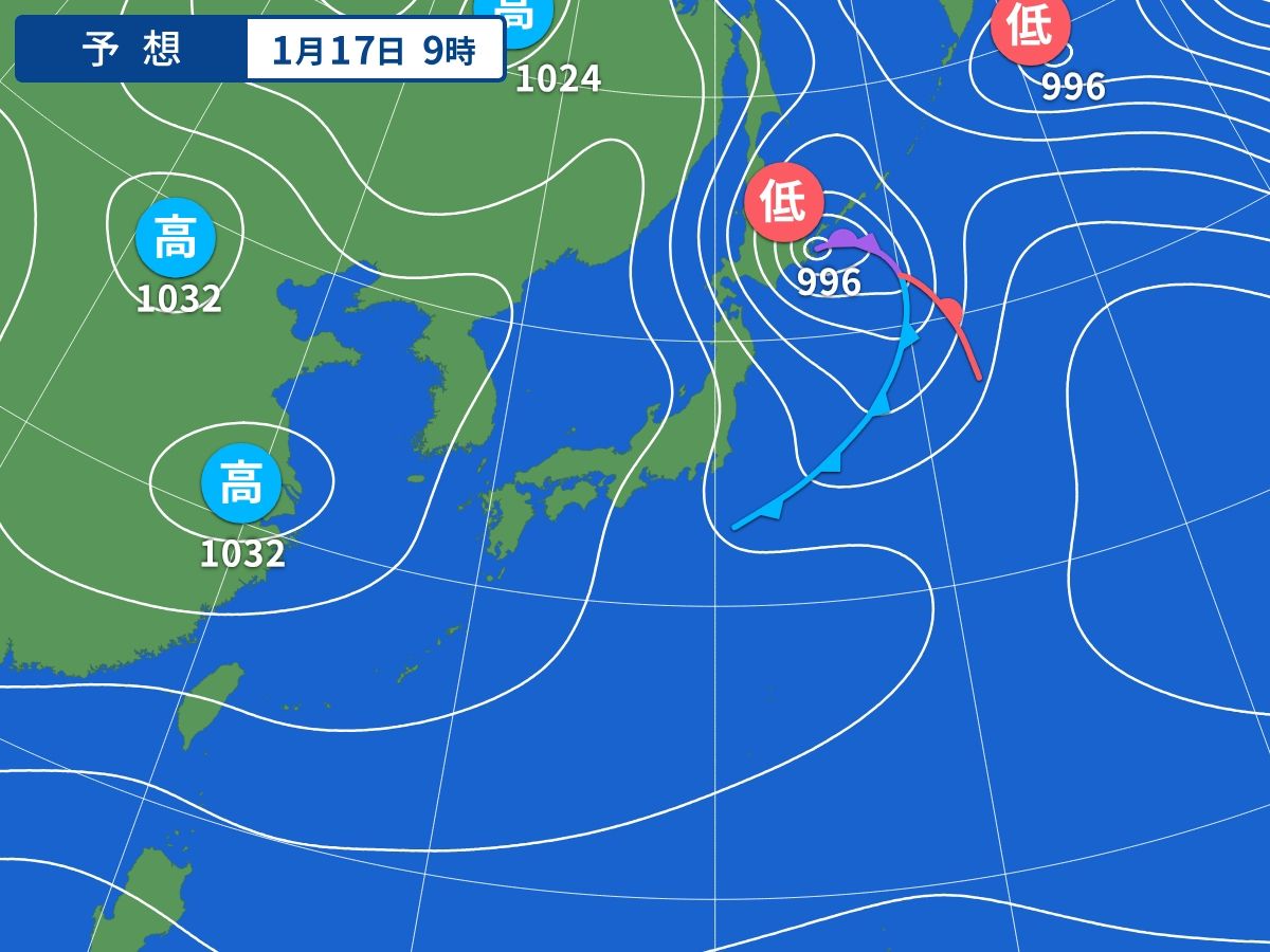 予想天気図（1月17日09時）