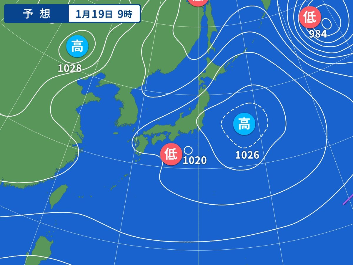 予想天気図（1月19日09時）