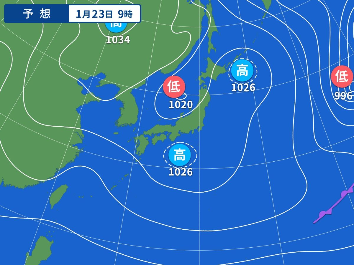 予想天気図（1月23日09時）