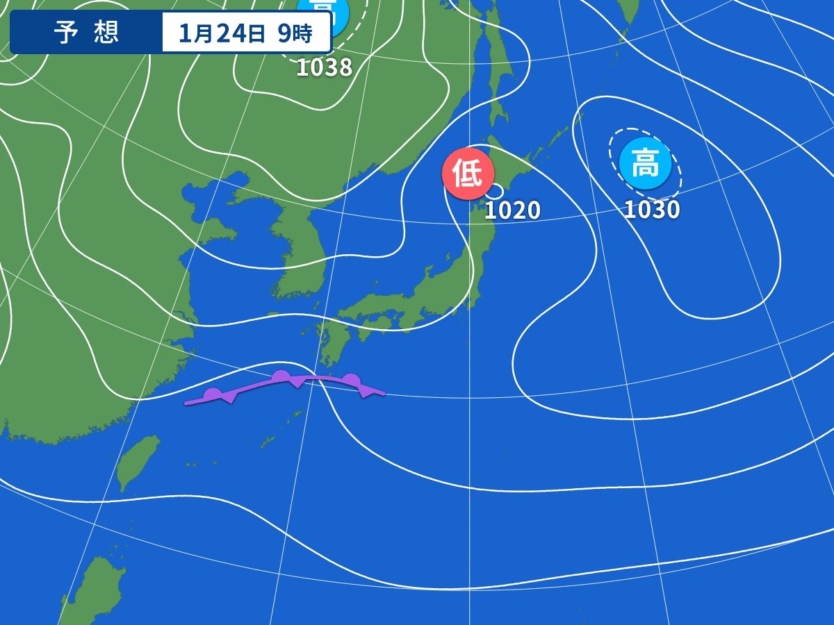 予想天気図（1月24日09時）