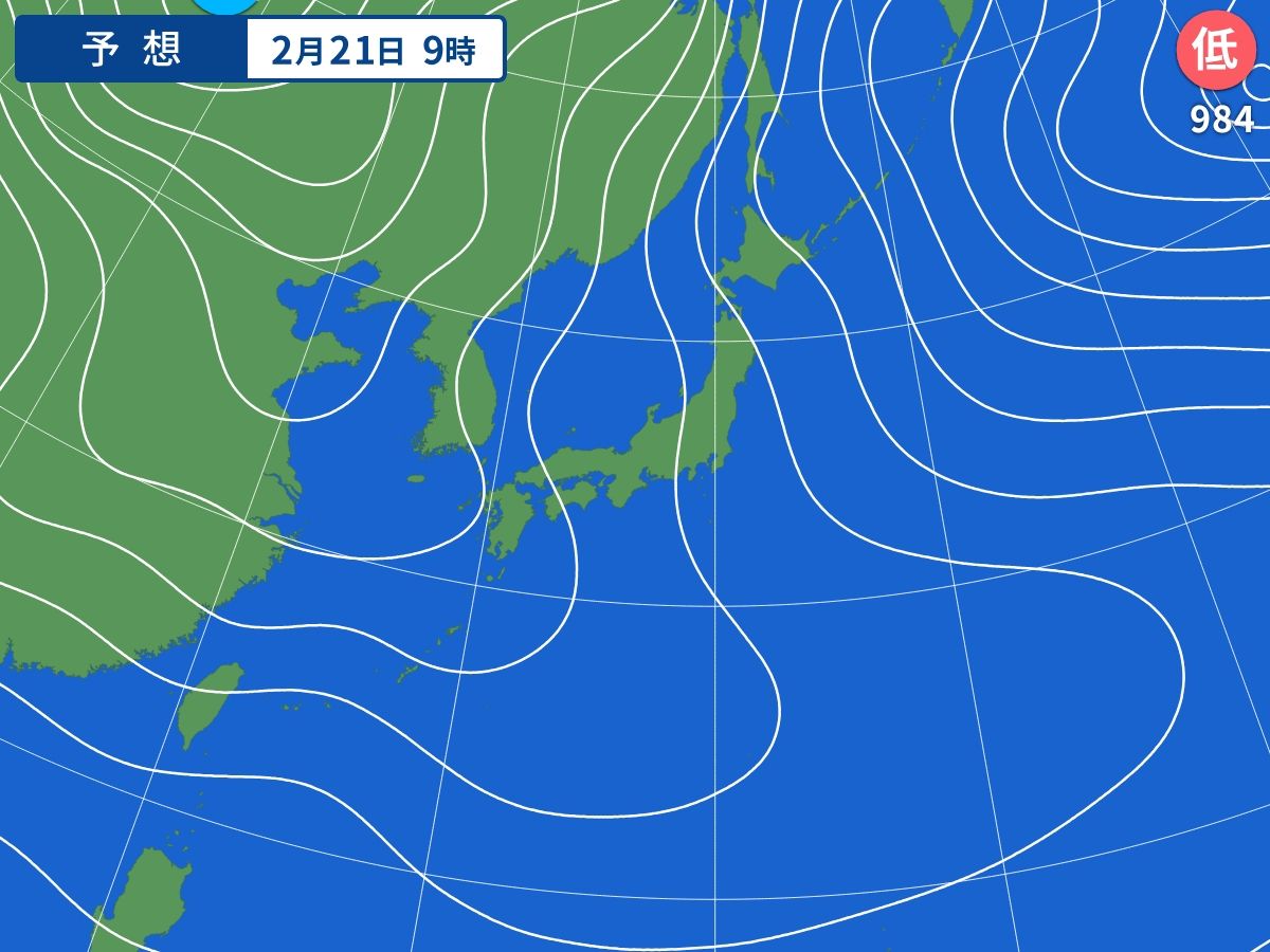 予想天気図（2月21日09時）