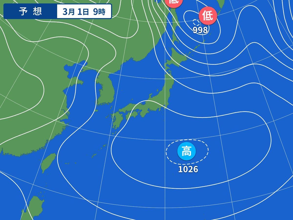 予想天気図（3月1日09時）